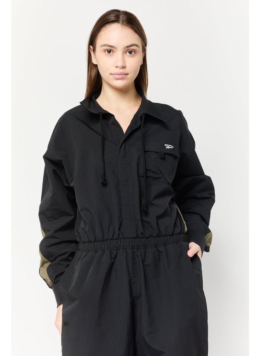 Reebok Women Sportswear Fit Long Sleeves Outdoor Jumpsuit, Black  - Image 4