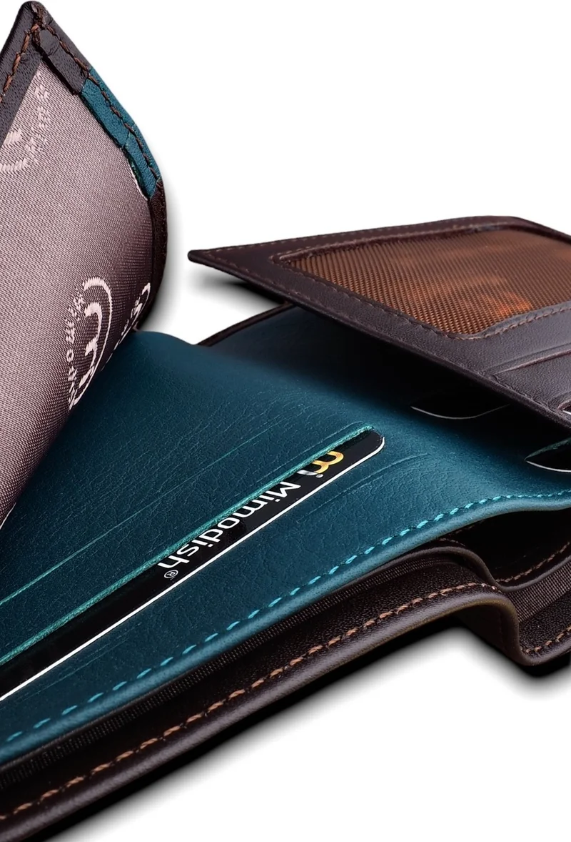 ميموديش Luxury Leather Men's Wallet with Personalized Pen Keychain Gift