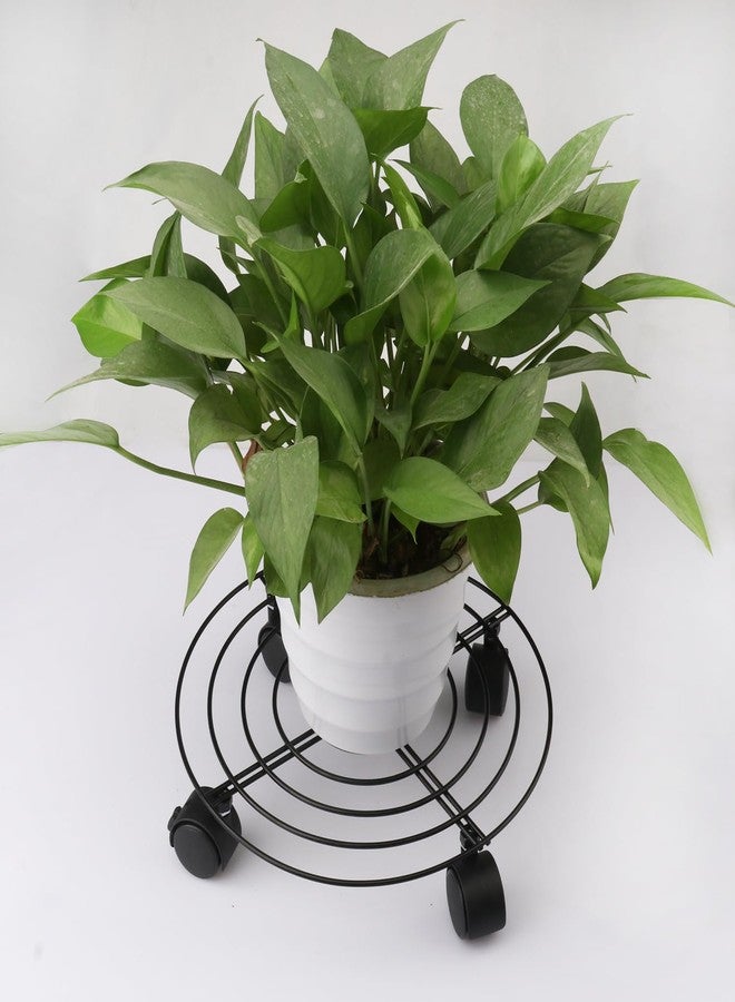 GENHAKON 5 Pack 10.6 Inch Metal Plant Caddy with Wheels, Heavy Duty Plant Dolly for Indoor and Outdoor Large Potted Plants, Black - Image 4