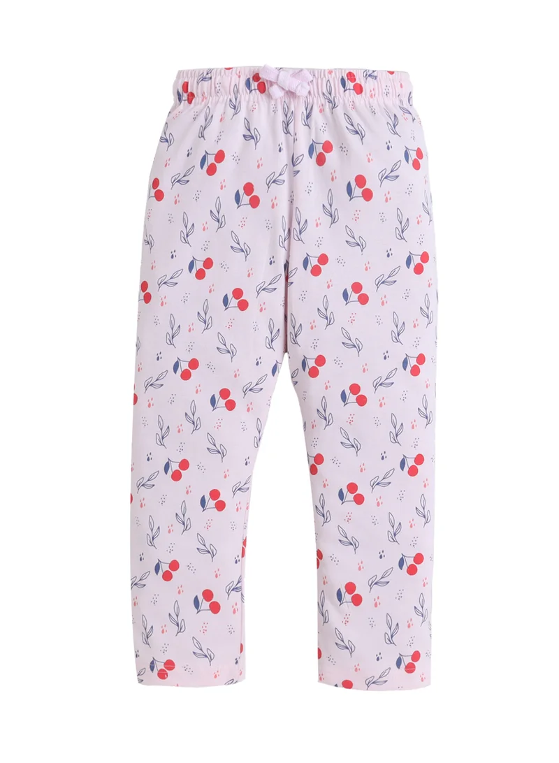 Victor And Jane  Girls Cherry Print Cotton Pajama Set – T-Shirt & Full Pants Nightwear for Women | Best Price UAE