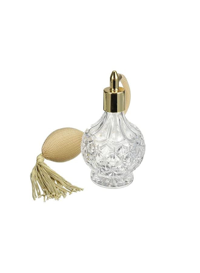 Topxome 100ml Clear Crystal Vintage Style Perfume Bottle Long Spray Tassels Atomizer Pump Refillable Glass Bottles Lady Makeup Tool, Gold - Image 1