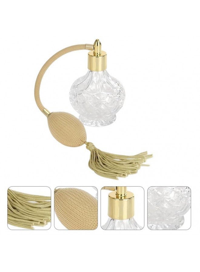 Topxome 100ml Clear Crystal Vintage Style Perfume Bottle Long Spray Tassels Atomizer Pump Refillable Glass Bottles Lady Makeup Tool, Gold - Image 2
