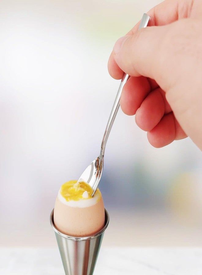 NobleEgg أكواب بيض نوبل إيغ للبيض المسلوق نصف سلقة، جميع الأحجام، غطاء، ملاعق، مصنوعة من الفولاذ المقاوم للصدأ 18/8، طقم لشخصين - Image 5