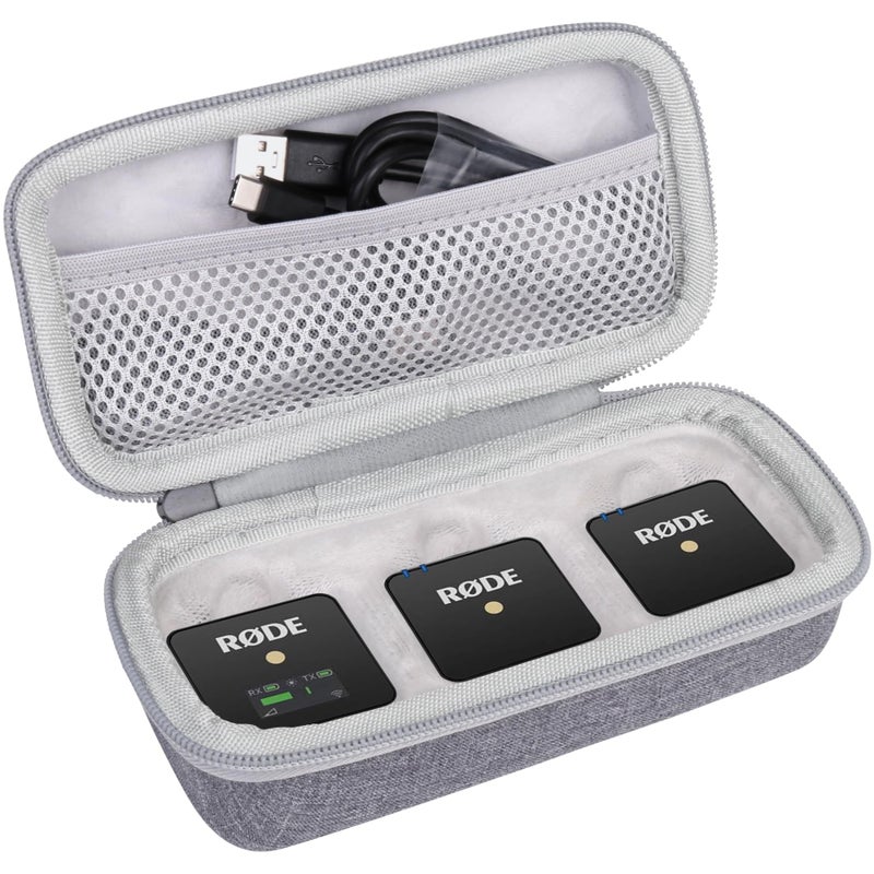 Aenllosi Hard Carrying Case Compatible with Rode Wireless ME Clip/Wireless GO II Dual Channel Compact Digital Wireless Microphone System (gray) - Image 1
