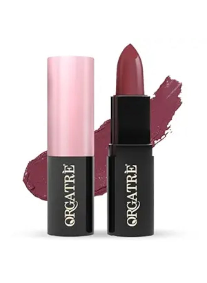 Orgatre MoodBliss Creamy Matte Long Lasting Bullet Lipstick for Women | Intense Colour, Keeps Lips Moisturised | Non-Drying | Highly Pigmented Non-Transfer Formula | Enriched with Almond Oil (Wineberry Love, 3.2 gm) - Image 1