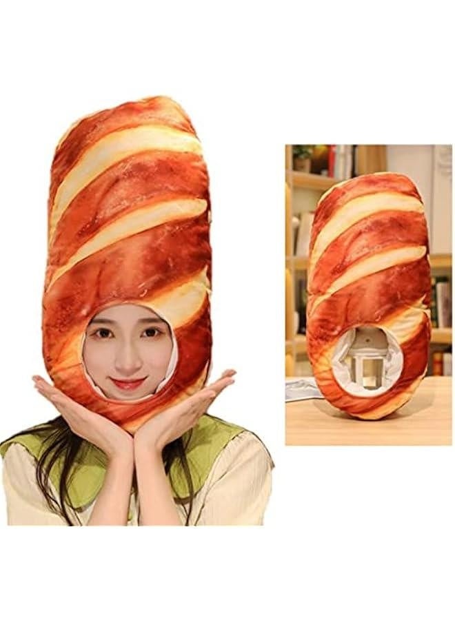 2023 Cute Toast Hat Plush Bread Dress Up Cap Mask for   Party Costume (White & Yellow)  - Image 1