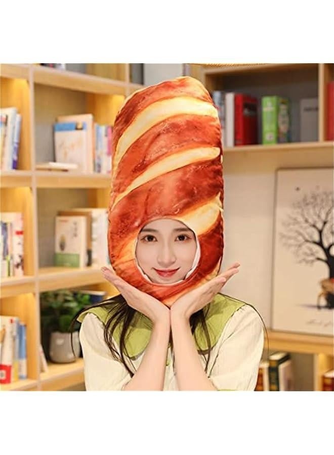 2023 Cute Toast Hat Plush Bread Dress Up Cap Mask for   Party Costume (White & Yellow)  - Image 5