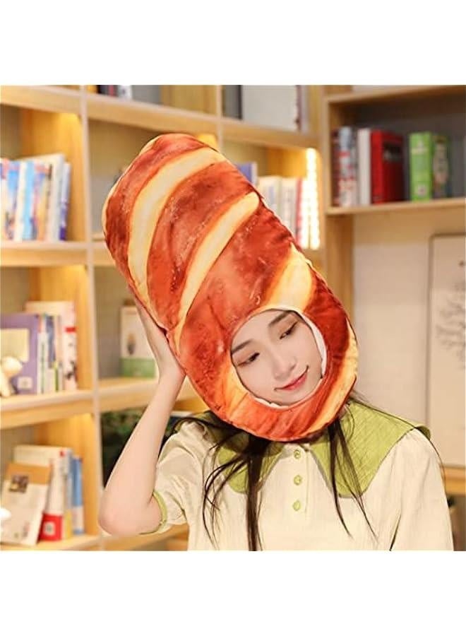 2023 Cute Toast Hat Plush Bread Dress Up Cap Mask for   Party Costume (White & Yellow)  - Image 2