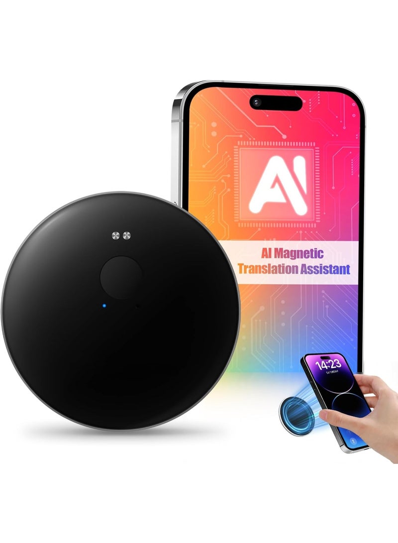 BlueFire AI Magnetic Language Translator Device BT5.4 Real Time Voice Interpreter with Photo Translate Transcribe Summarize Black - Image 1