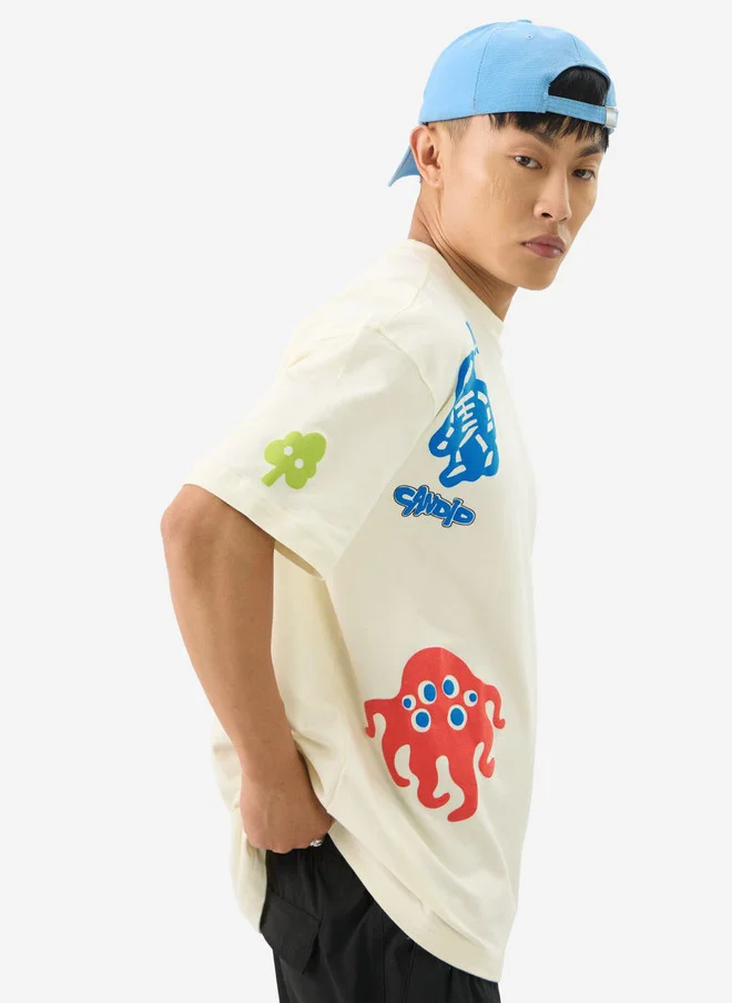 The Souled Store  The Souled Store Acid Drip Oversized Printed T-Shirt for Men  | Best Price UAE