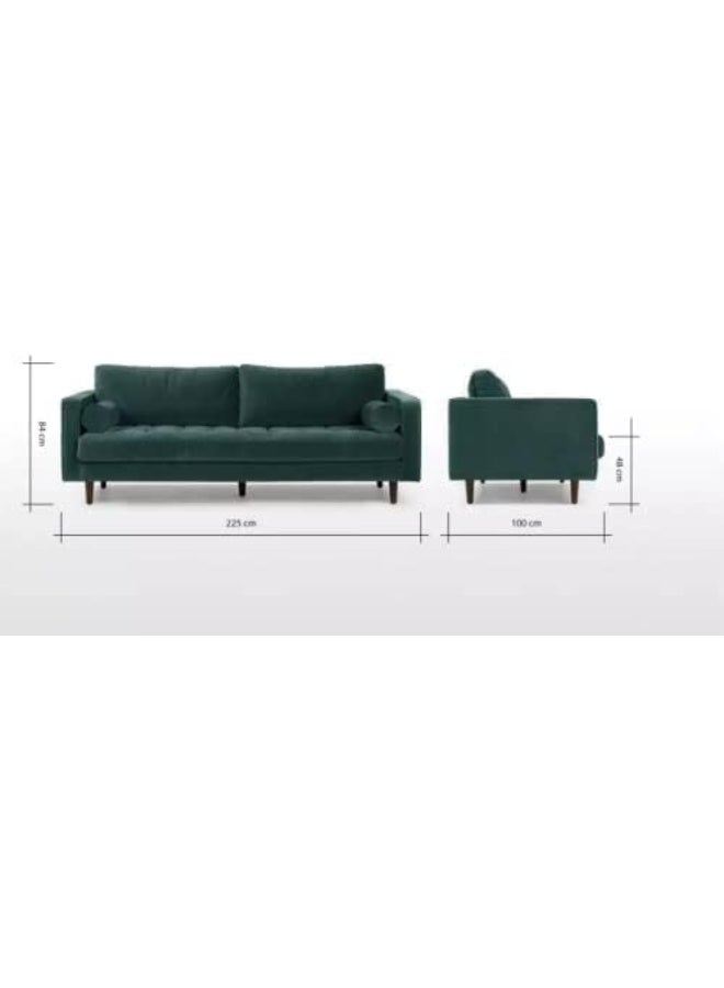 Poppins Home Funiture Modern Home Furniture Solid Wood Frame Fabric 3 Seater Sofa Sets (Blue) - Image 2