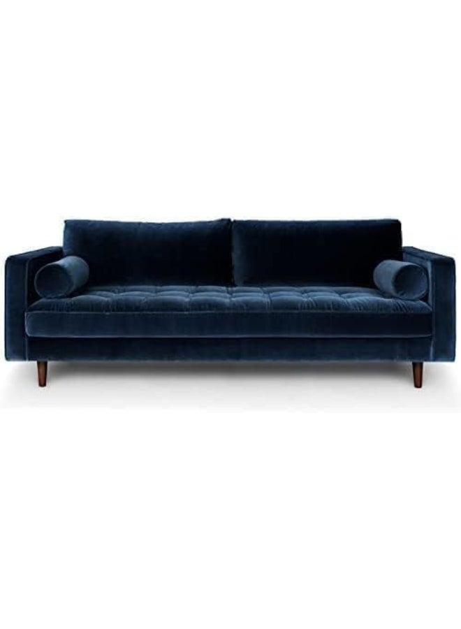 Poppins Home Funiture Modern Home Furniture Solid Wood Frame Fabric 3 Seater Sofa Sets (Blue) - Image 1