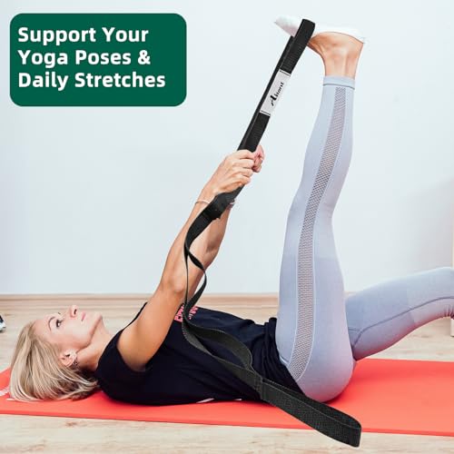 Abiarst Stretching Strap Yoga Straps for Physical Therapy, 10 Loops Non-Elastic Stretch Band for Pilates, Flexibility, Exercise and Gymnastics (Black) - Image 5