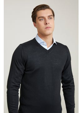D'S DAMAT Regular Fit Black Plain Knitted Sweater 9HF060632003D  - Image 2