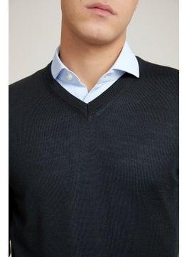 D'S DAMAT Regular Fit Black Plain Knitted Sweater 9HF060632003D  - Image 3