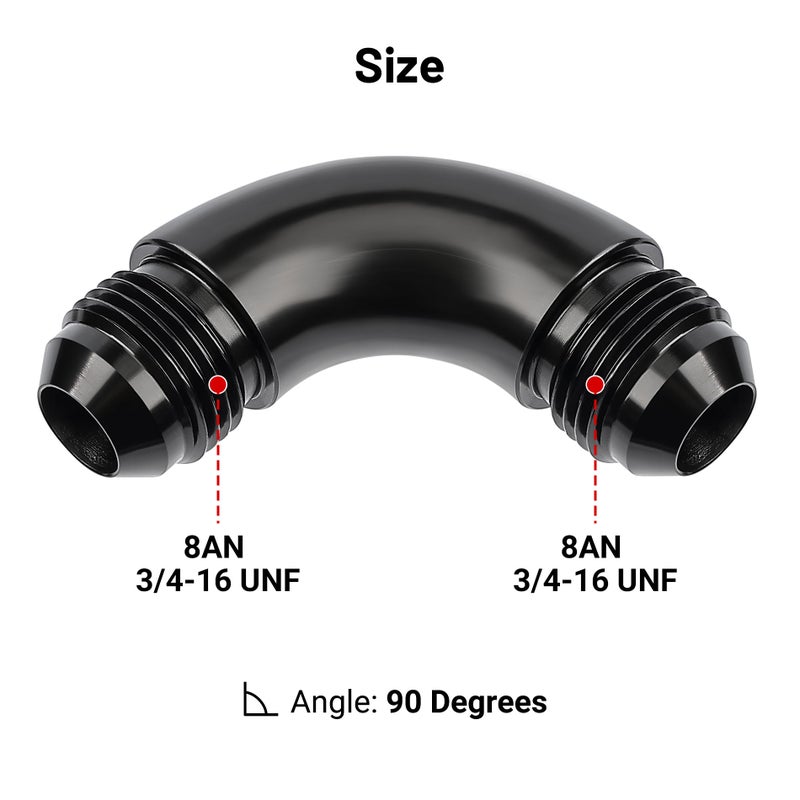 EVIL ENERGY 8AN Male to 8AN Male 90 Degree One Piece Full Flow Swivel Coupler Union Fitting Adapter Aluminum - Image 4