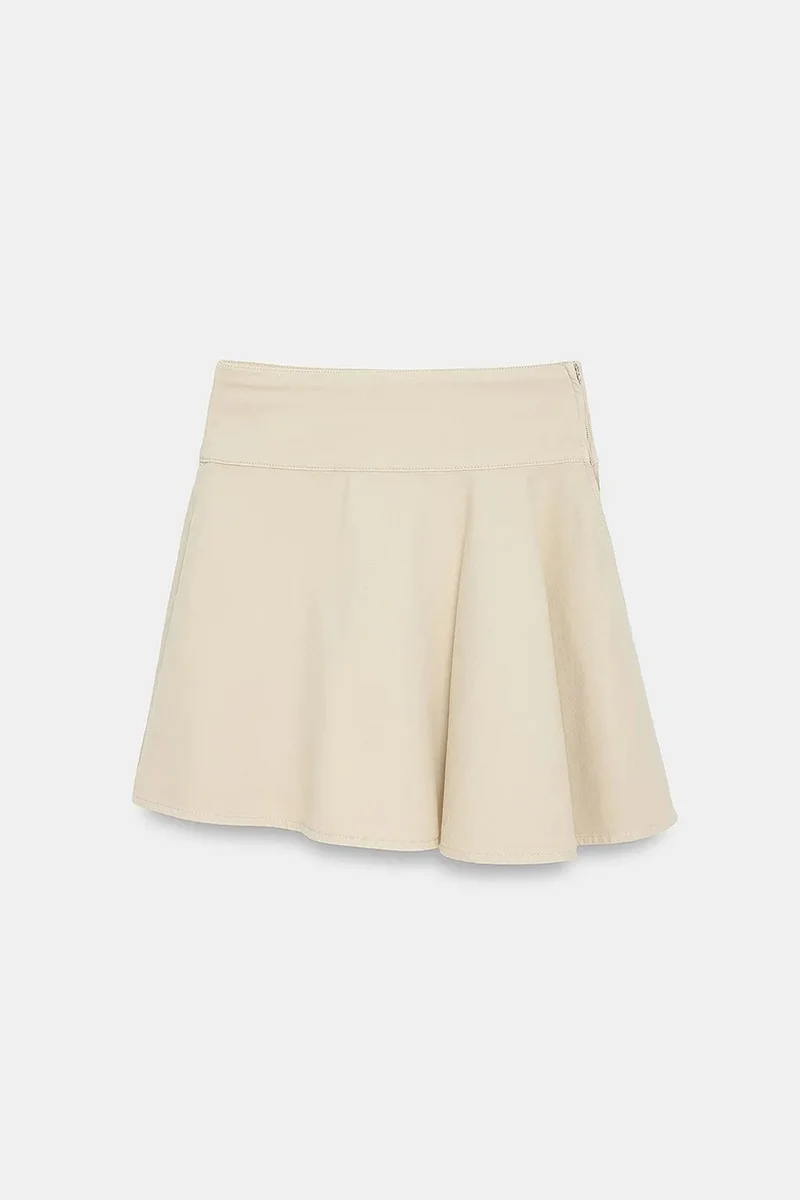 DILVIN High-Waist Cotton Poplin A-Line Mini Skirt