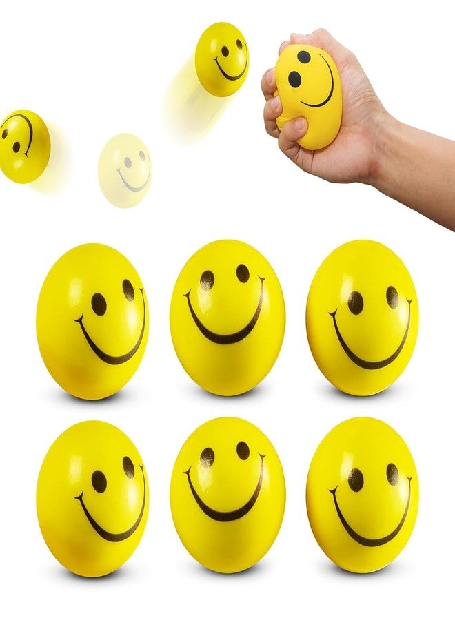 Kitchwish Smile Face Soft Foam Stress Relief Balls for Kids and Adults | Lightweight Sponge Ball for Finger Exercise and Playing | Yellow Color 7cm Size Pack of 6 - Image 1