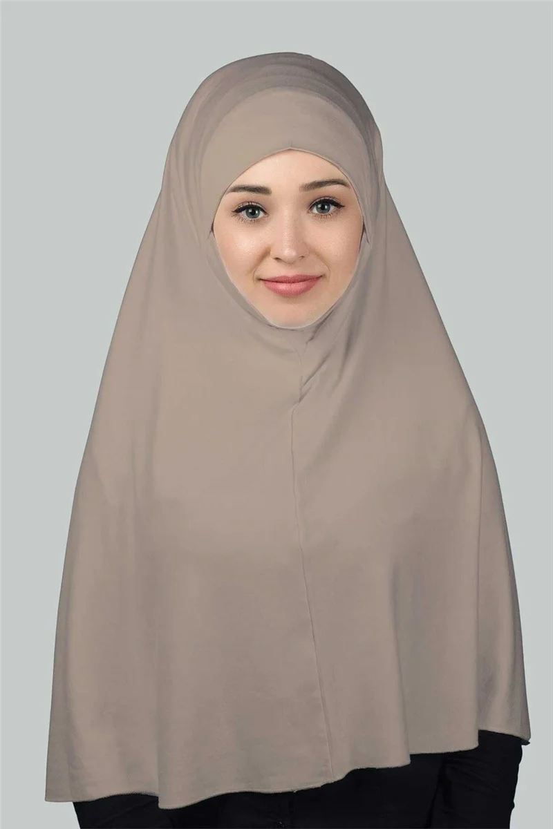التوبة Ready-made Turban Practical Scarf with Veil Hijab with Nikap - Prayer Cover Soufflé (3Xl) - Light Mink