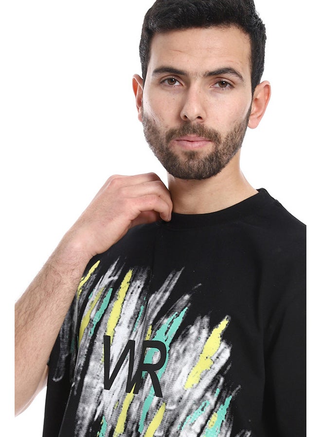 WHITE RABBIT Printed Regular Fit Slip On T-Shirt - Black, Yellow & Green  - Image 4