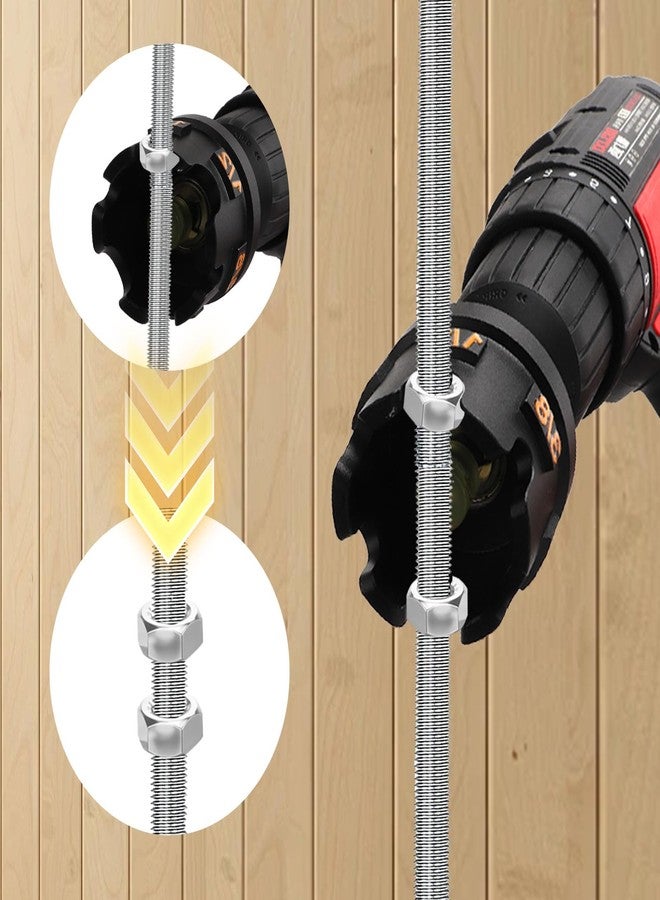 Tefola Nut Zipper Drill Attachment for Fast Nut and Bolt Removal, Aluminium Alloy Hex Shank Nut Driver for 1/4", 3/8", and 1/2" Threaded Rods,Fast Nut and Bolt Removal for Conduit Racks,Strut Systems 1 piece - Image 5