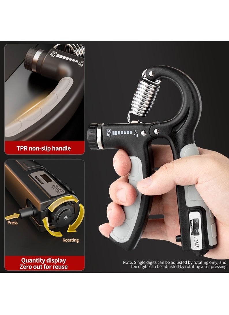 Generic - Hand Grip Strengthener, Adjustable Resistance 5-60 kg, Grip Strength Trainer for Muscle Building and Injury Recovery in Athletes, Countable up to two digits, Adjustable to zero, Black - Image 1