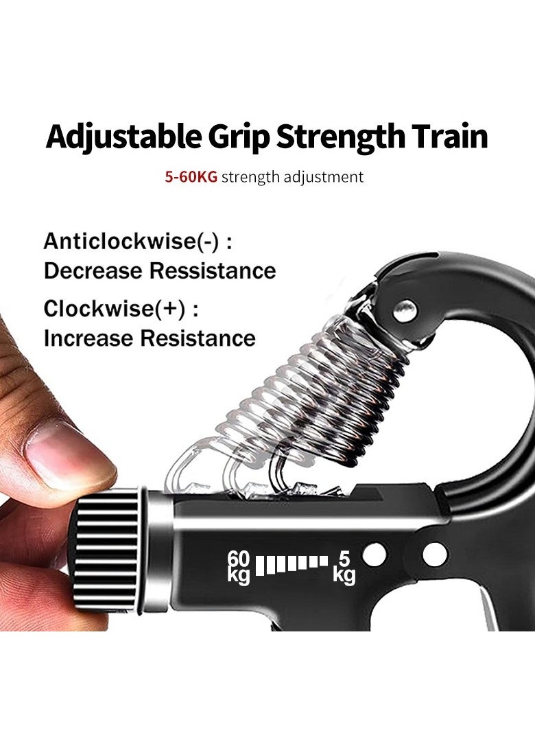 Generic - Hand Grip Strengthener, Adjustable Resistance 5-60 kg, Grip Strength Trainer for Muscle Building and Injury Recovery in Athletes, Countable up to two digits, Adjustable to zero, Black - Image 1