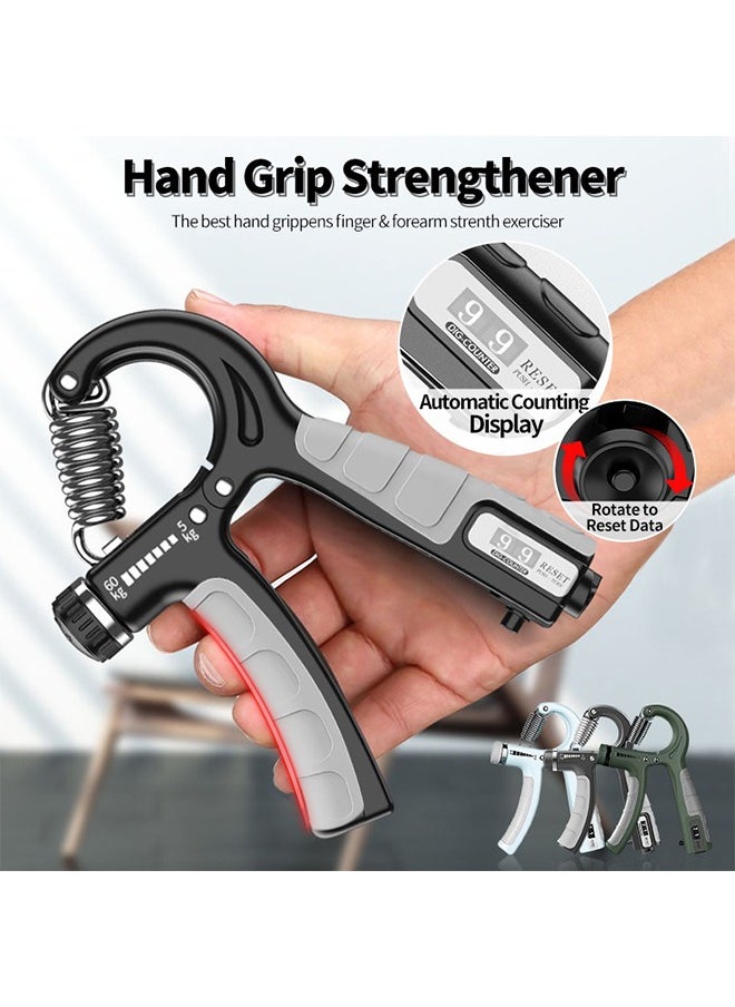 Generic - Hand Grip Strengthener, Adjustable Resistance 5-60 kg, Grip Strength Trainer for Muscle Building and Injury Recovery in Athletes, Countable up to two digits, Adjustable to zero, Black - Image 1