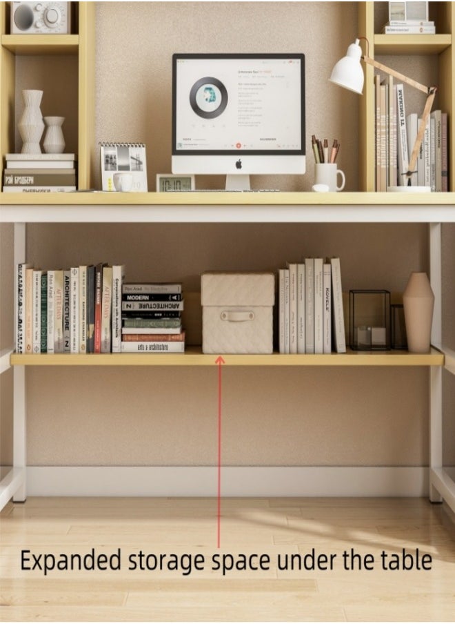 Harlan - Computer Desk with Bookshelf Study Writing Table with Bookrack for Home Office 110x50x126 cm - Image 1