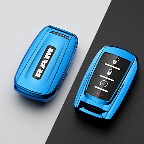ZSPDACC Compatible Ram Key Fob Cover Blue Car Key Chain Case Holder Protector 1500 Classic 2500 3500 Laramie ProMaster City Dodge Accessories - Image 4