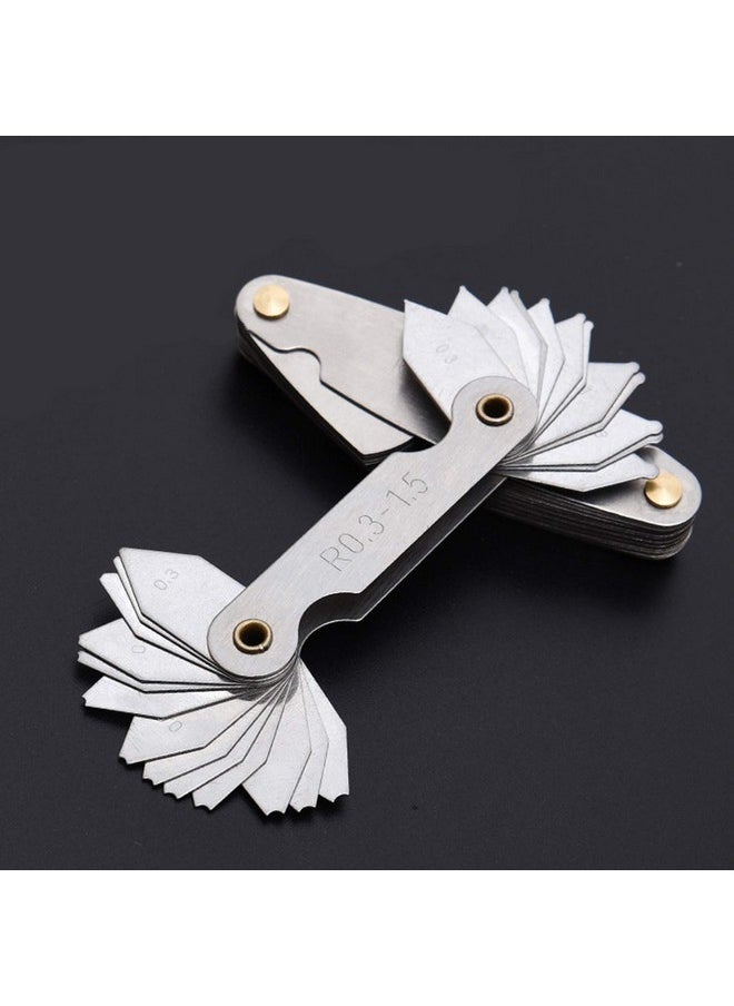 Together-life - 5Pcs Stainless Steel Radius Gauge, Portable Concave Convex External Internal Arc Measuring Tool Radius Fillet Gauge Set R0.3-1.5/ R1-6.5/ R7-14.5/ R15-25/ R25-50 - Image 1