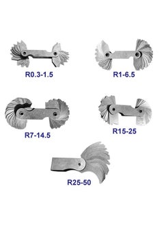 Together-life 5Pcs Stainless Steel Radius Gauge, Portable Concave Convex External Internal Arc Measuring Tool Radius Fillet Gauge Set R0.3-1.5/ R1-6.5/ R7-14.5/ R15-25/ R25-50  - Image 2