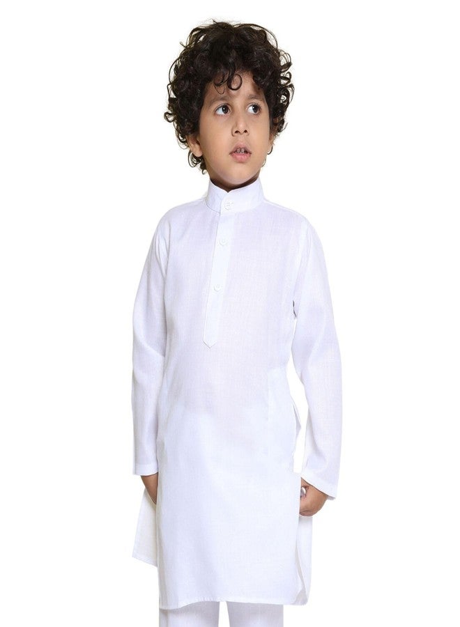 AJ DEZINES Kids Cotton Full Sleeve White Kurta for Boys - Ethnic wear | Special Occasion & Party Outfit | Solid Kurta for Boys - Regular Fit - Image 1