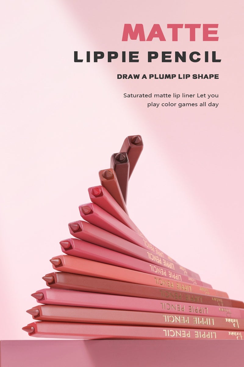 بوداير قلم تحديد الشفاه غير اللامع، ملمس كريمي يدوم طويلاً، قلم تحديد شفاه مخملي مقاوم للماء، مكياج شفاه مقاوم للماء، تركيبة ناعمة، لون دقيق - Image 3