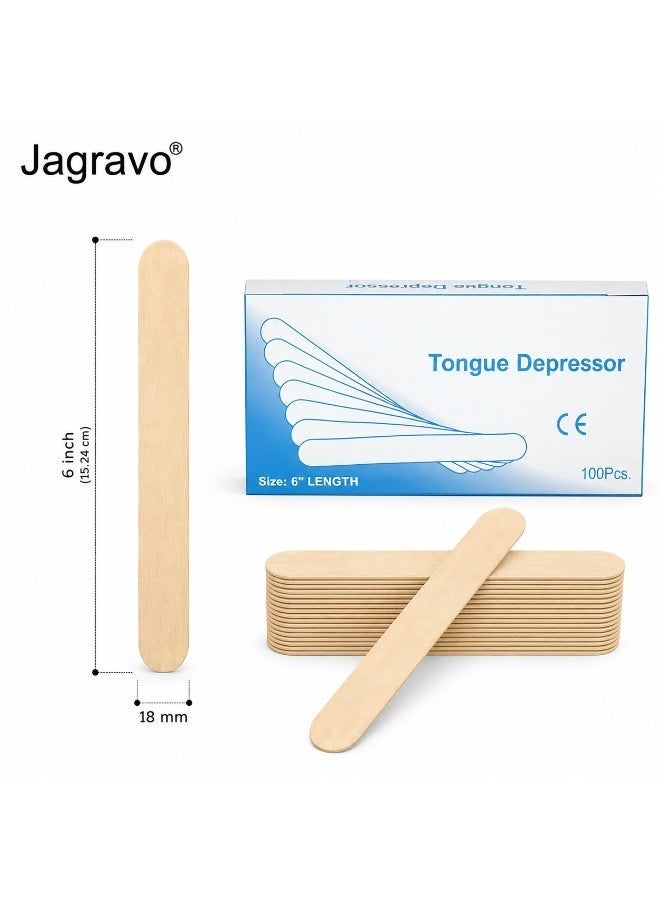 Jagravo 100 Pcs Wooden Tongue Depressor & Wax Spatula Sticks 6 Inch - Image 3
