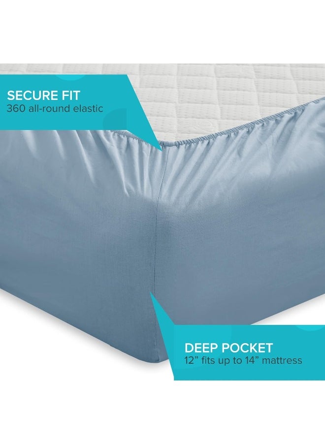 Comfort Spaces - Comfort Spaces 100% Cotton Sheet Set Breathable, Lightweight, Soft with 12" Elastic Pocket Fits up to 14" Mattress, All Season Cozy Bedding, Matching Pillow Case, Twin XL Blue 3 Piece - Image 1