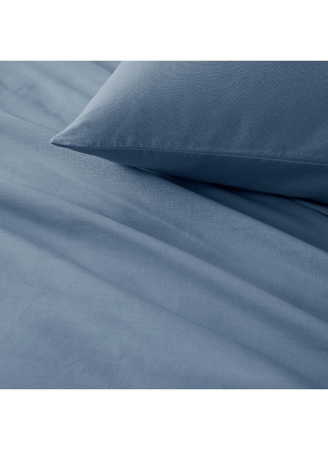 Comfort Spaces - Comfort Spaces 100% Cotton Sheet Set Breathable, Lightweight, Soft with 12" Elastic Pocket Fits up to 14" Mattress, All Season Cozy Bedding, Matching Pillow Case, Twin XL Blue 3 Piece - Image 1