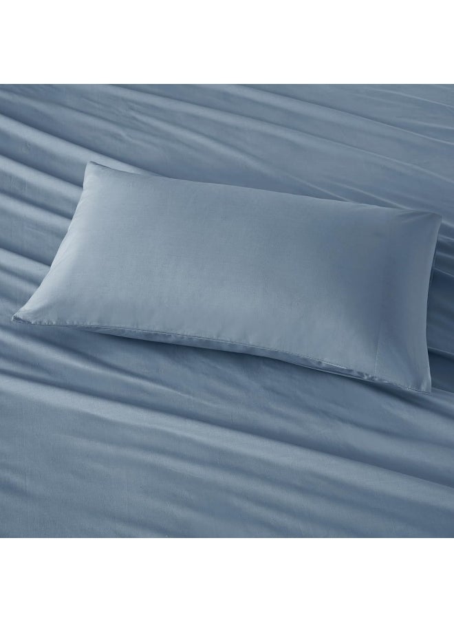 Comfort Spaces - Comfort Spaces 100% Cotton Sheet Set Breathable, Lightweight, Soft with 12" Elastic Pocket Fits up to 14" Mattress, All Season Cozy Bedding, Matching Pillow Case, Twin XL Blue 3 Piece - Image 1