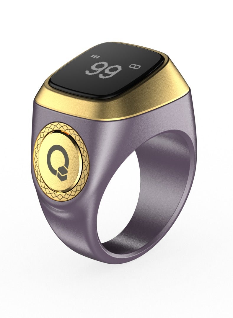 E01 VI20# Smart Tasbih Counter Ring 💜 with OLED Display, Bluetooth V5.1, Waterproof Design 💧, 45mAh Battery, Max Count 65,000 🔢, Size 20mm 💍 - Image 1