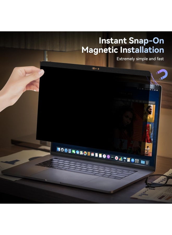 MUNTAQI Privacy Screen for MacBook Pro 16.2 Inch 2023/2022/2021 – Magnetic Anti-Spy Filter for MacBook Pro M1 M2 M3 Chip, Removable Privacy Protector with Blue Light & Glare Reduction, Easy Install - Image 3