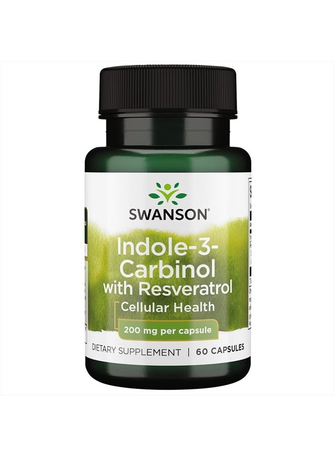 SWANSON Indole-3-Carbinol with Resveratrol - I3C Supplement Promoting Cellular Protection - Natural Supplement to Help Maintain Healthy Hormone Balance - (60 Capsules, 200mg Each) - Image 1
