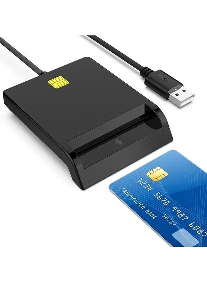 قارئ بطاقات ذكية USB، قارئ بطاقات هوية، قارئ بطاقات USB لبطاقات البنوك (SIM/Chip/IC/CAC)، سهل الاستخدام، قارئ بطاقات SIM متوافق مع أنظمة التشغيل Windows وLinux وMac OS 10.5 والإصدارات الأحدث - Image 1