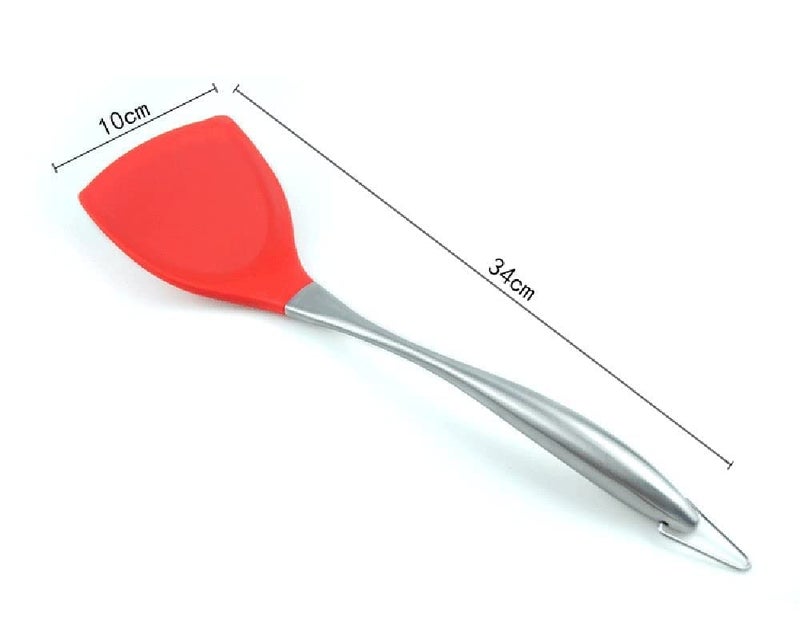 Baskety Kitchen Flexible Silicone Soft Edge Slotted Spatula Fish Turner Spatula - 18/0 Stainless Steel Handle-Quality Silicone - Heat Resistant to 500°F (Steel Spatula Red) - Image 2