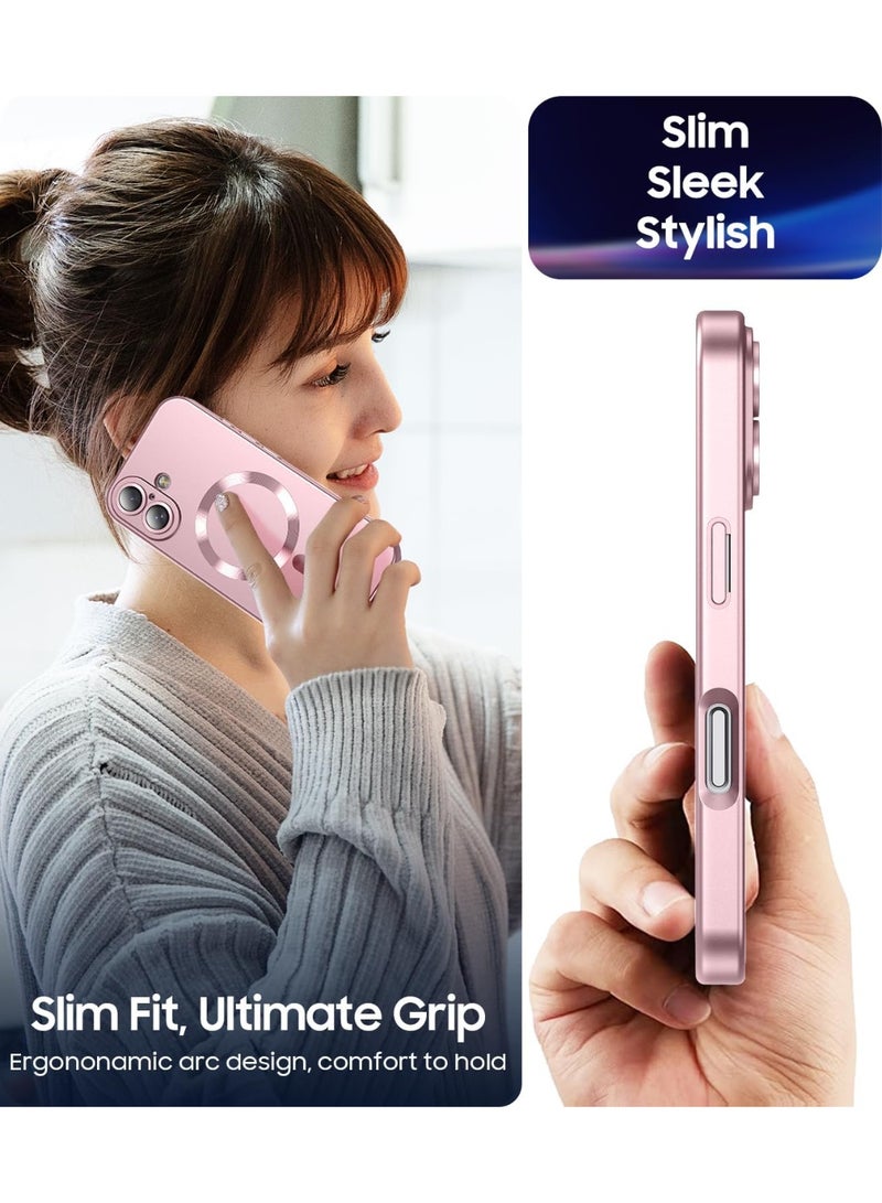 Magnetic for iPhone 17 Case,Comes with Camera Lens Protector,Compatible with Magsafe,Soft TPU Full Protection Slim Smooth Bumper Shockproof Phone Cover Rose Gold - Image 5