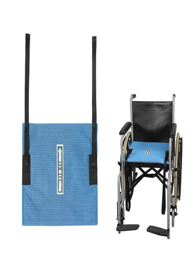 EHUCONELDEX One Way Transfer Support Cushion, Non Slip Tubular Pad for Fall Prevention in Chair & Wheelchair, Elderly/Disabled Assistance, 17"x17"(Blue-with Handles) - Image 1