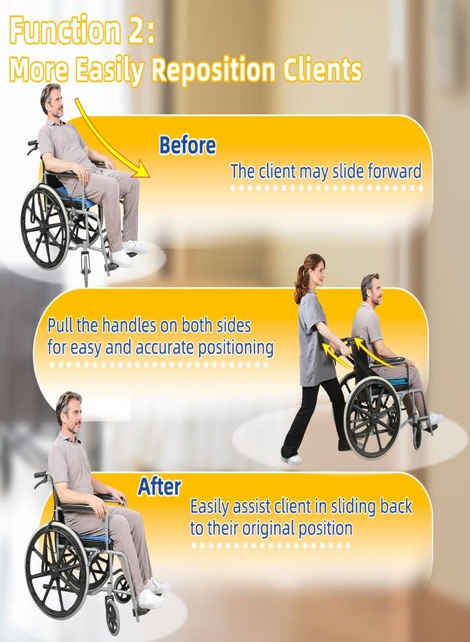 EHUCONELDEX One Way Transfer Support Cushion, Non Slip Tubular Pad for Fall Prevention in Chair & Wheelchair, Elderly/Disabled Assistance, 17"x17"(Blue-with Handles) - Image 4