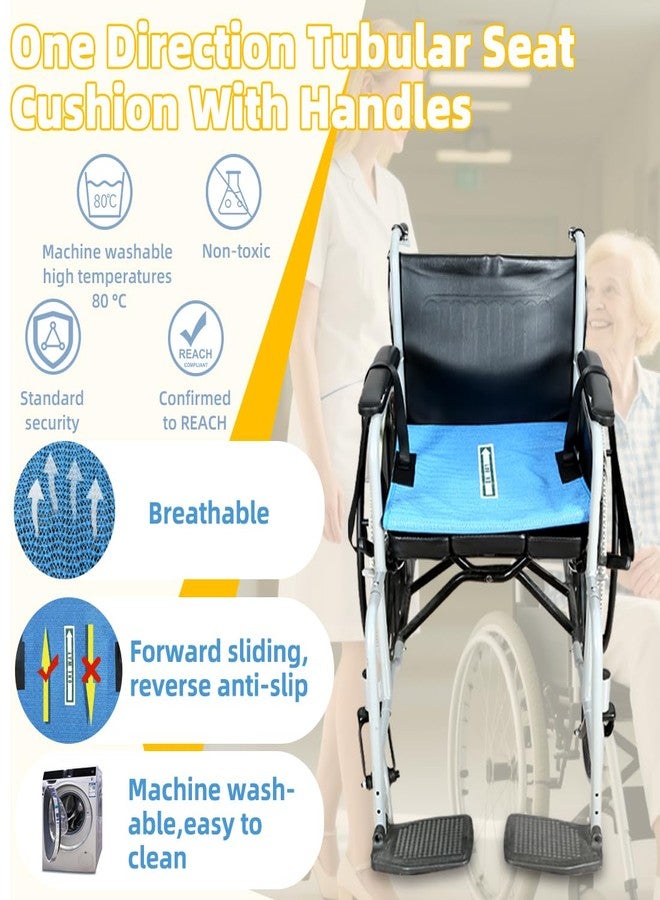 EHUCONELDEX One Way Transfer Support Cushion, Non Slip Tubular Pad for Fall Prevention in Chair & Wheelchair, Elderly/Disabled Assistance, 17"x17"(Blue-with Handles) - Image 5