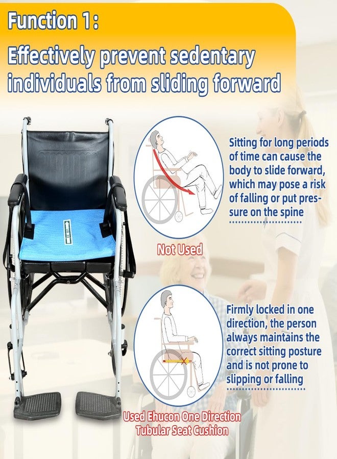 EHUCONELDEX One Way Transfer Support Cushion, Non Slip Tubular Pad for Fall Prevention in Chair & Wheelchair, Elderly/Disabled Assistance, 17"x17"(Blue-with Handles) - Image 3