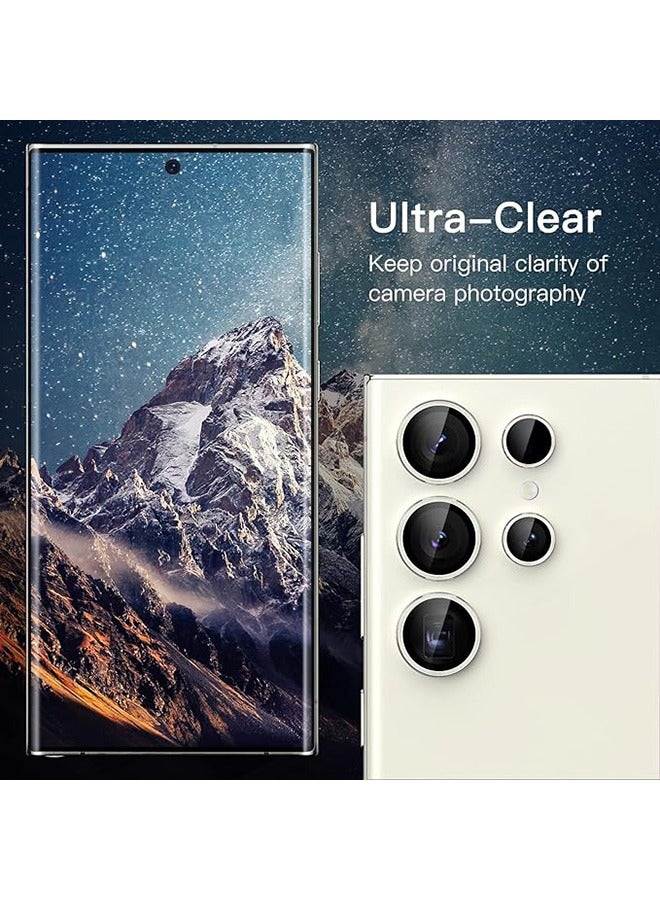 Samsung Galaxy S23 Ultra Camera Lens Protector, Individual Lens Protectors, Scratch-Resistant Ultra-Thin Tempered Glass with Aluminum Edging, Galaxy S23 Ultra Case Friendly, 1 Set, Silver - Image 3