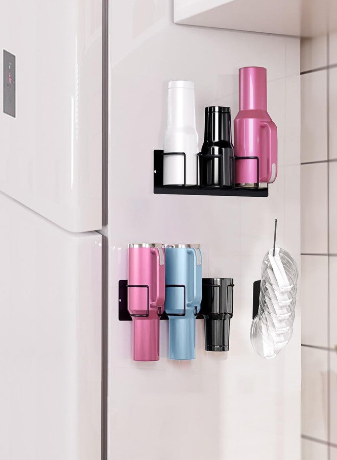 TBLUITE Water Bottle Organizer Holder for Stanley 40/30/20 oz, 2 Pack Strong Magnetic Cup Accessories, Kitchen Fridge Cabinet Metal Storage Rack, Easy Installation (Black, 6 Bottles) (black) - Image 1